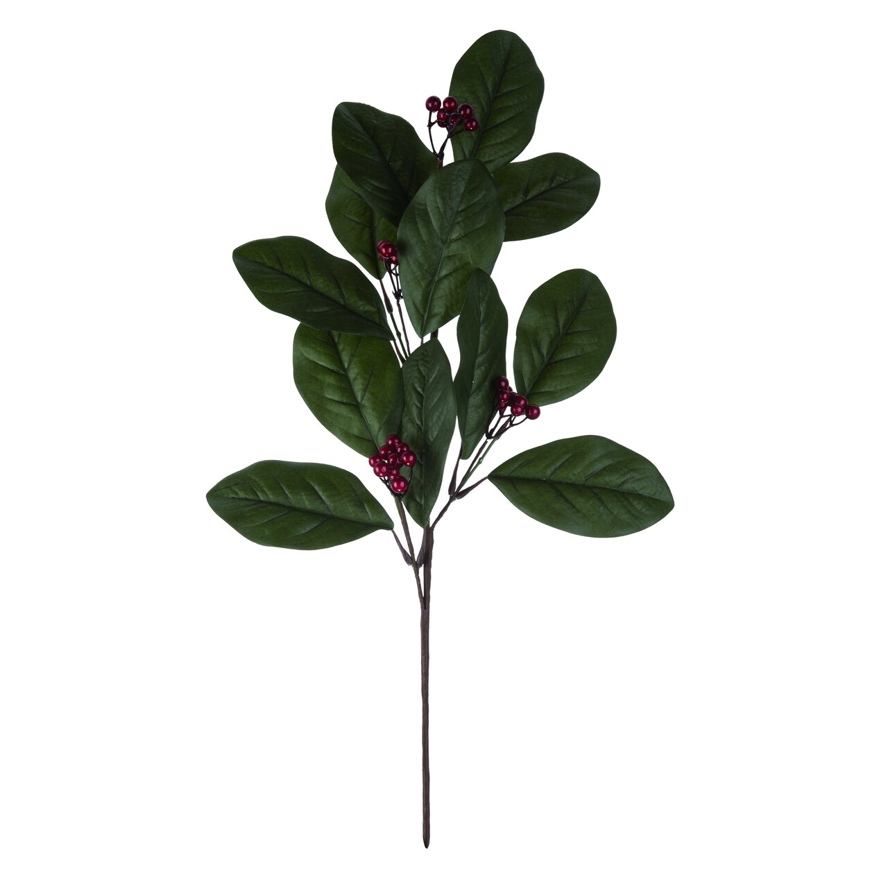Transpac 24" Green Artificial Magnolia Leaves Spray, Plastic Floral Stem for Christmas Indoor Tabletop Decoration